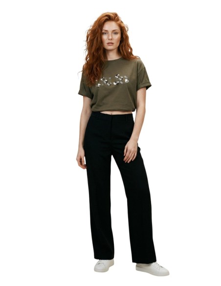 Liu Jo T-Shirt Femme – Vert, strass et style moderne