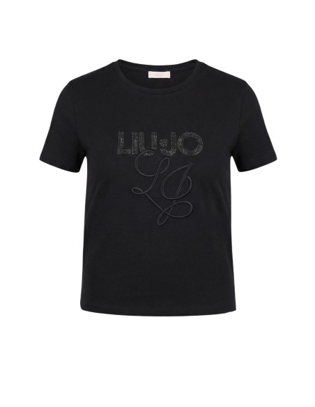 Liu Jo T-Shirt Femme – Noir, strass et style moderne