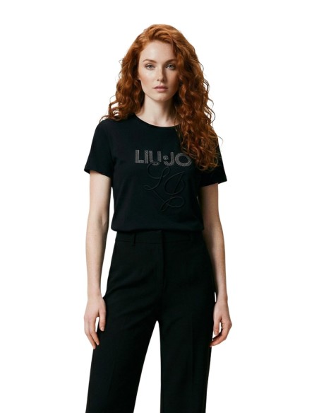 Liu Jo T-Shirt Femme – Noir, strass et style moderne