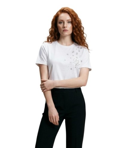 Liu Jo T-Shirt Femme – Blanc, strass et style lumineux
