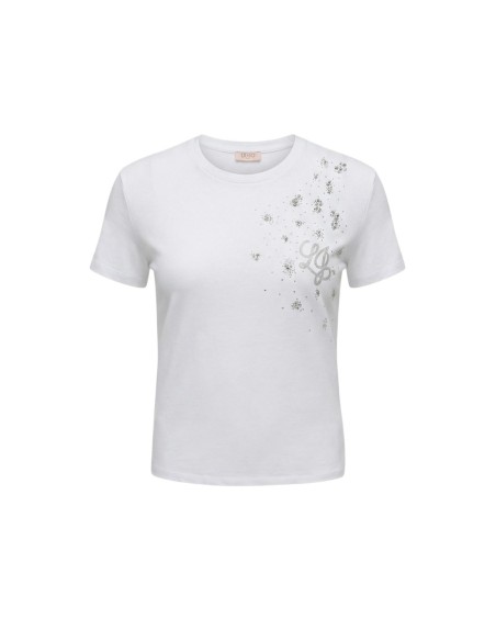 Liu Jo T-Shirt Femme – Blanc, strass et style lumineux