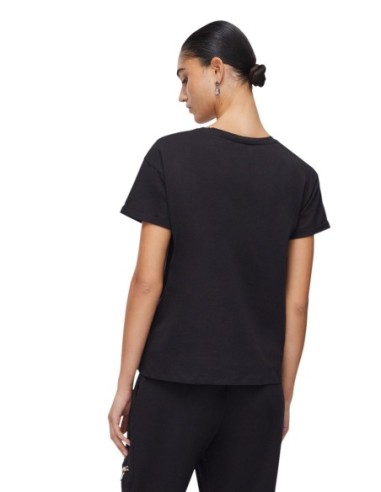 Liu Jo T-Shirt Femme – Noir, poche décorative et coupe moderne