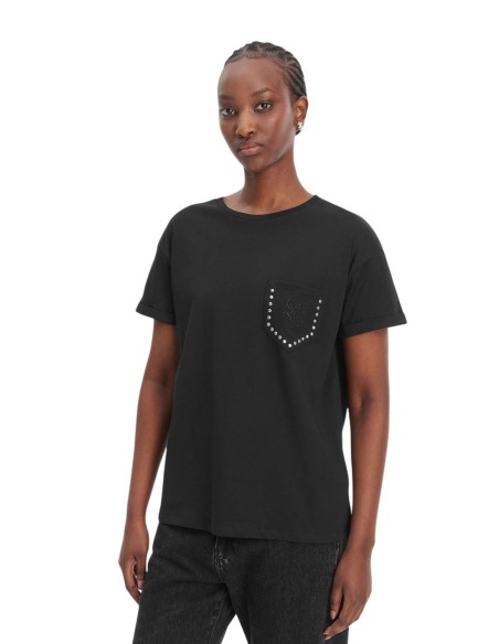 Liu Jo T-Shirt Femme – Noir, poche décorative et style moderne