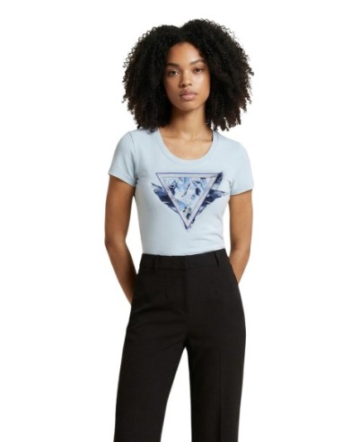 Guess T-Shirt Femme – Bleu azur, imprimé moderne et coupe féminine