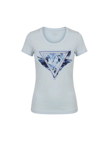 Guess T-Shirt Femme – Bleu azur, imprimé moderne et coupe féminine