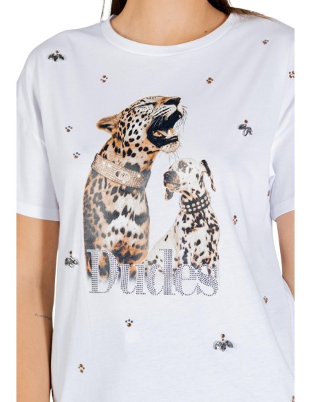 Liu Jo T-Shirt Femme – Blanc, strass et style moderne