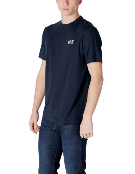 EA7 T-Shirt Homme – Bleu, coton doux et style épuré