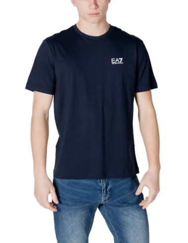 EA7 T-Shirt Homme – Bleu, imprimé moderne et coton doux