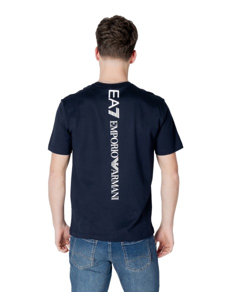 EA7 T-Shirt Homme – Bleu, imprimé moderne et coton doux