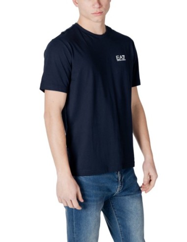 EA7 T-Shirt Homme – Bleu, imprimé moderne et coton doux