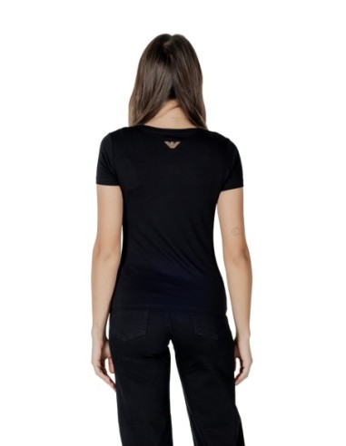 EA7 T-Shirt Femme – Noir, imprimé moderne et confort doux