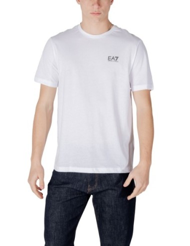 EA7 T-Shirt Homme – Blanc, imprimé moderne et coton doux