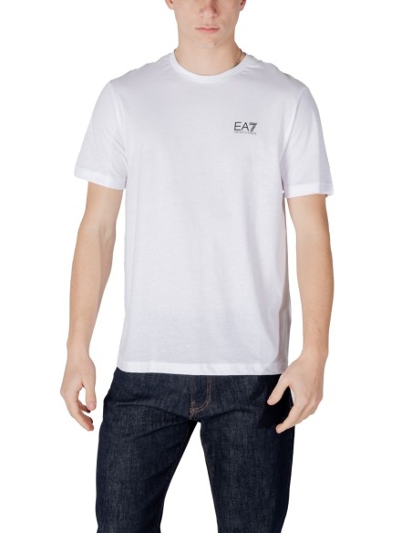 EA7 T-Shirt Homme – Blanc, imprimé moderne et coton doux