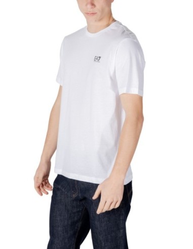 EA7 T-Shirt Homme – Blanc, imprimé moderne et coton doux