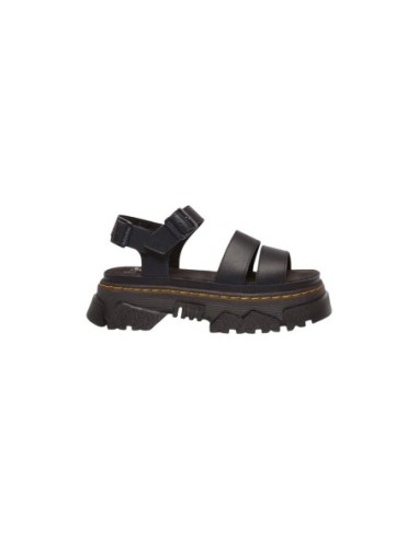 Dr. Martens Sandales Femme – Cuir noir, plateforme et boucle