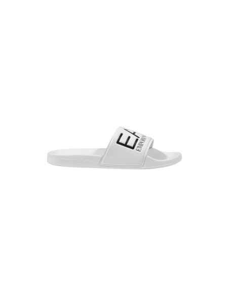 EA7 Mules Homme – Blanc, logo imprimé et confort estival