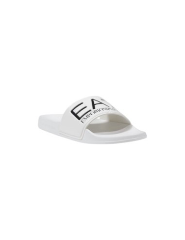 EA7 Mules Homme – Blanc, logo imprimé et confort estival