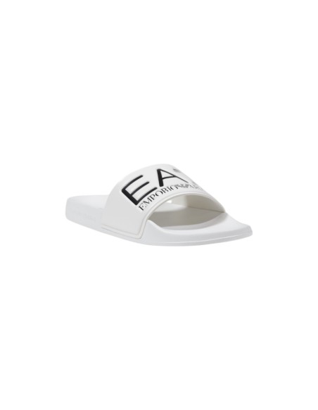 EA7 Mules Homme – Blanc, logo imprimé et confort estival