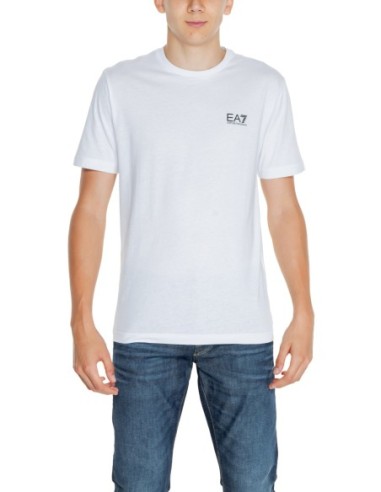 EA7 T-Shirt Homme – Blanc, coton doux et style épuré
