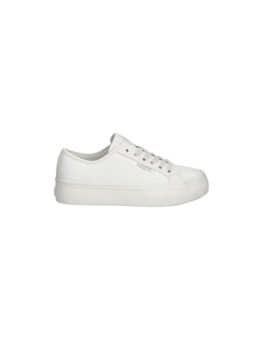 Calvin Klein Jeans Femme – Baskets cuir blanc à plateforme