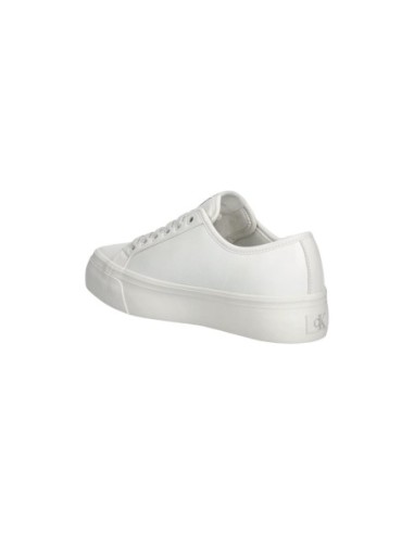 Calvin Klein Jeans Femme – Baskets cuir blanc à plateforme