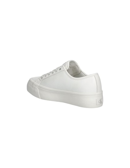 Calvin Klein Jeans Femme – Baskets cuir blanc à plateforme