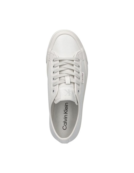 Calvin Klein Jeans Femme – Baskets cuir blanc à plateforme