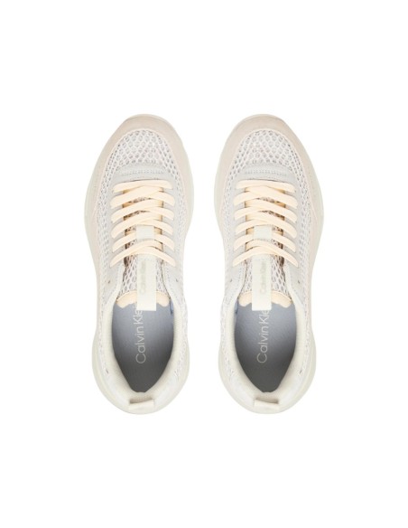 Calvin Klein Jeans Femme – Baskets cuir beige