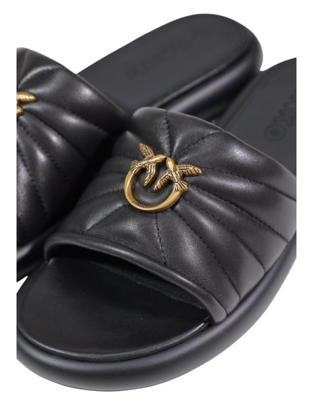 Mules Pinko noires cuir design épuré