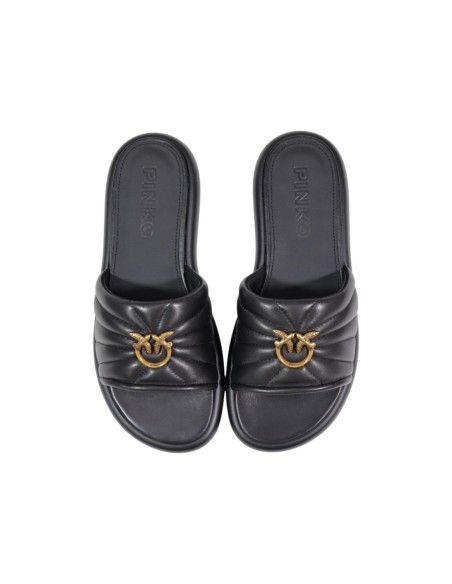 Mules Pinko noires cuir design épuré