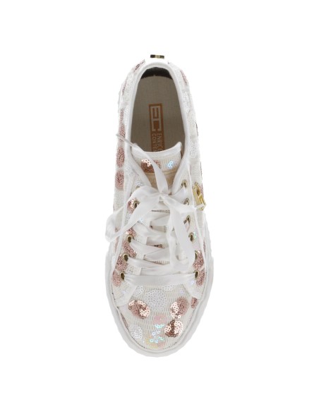 Baskets femme Enrico Coveri blanc pois glitter