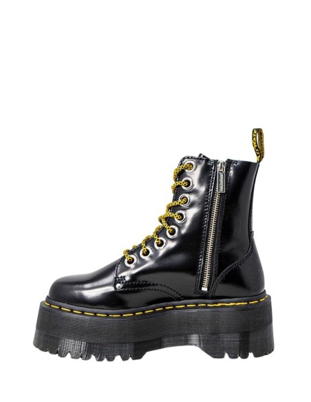 Bottes femme Dr. Martens noires leather textile