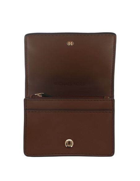 Portefeuille Femme Michael Kors beige imprimé – format compact