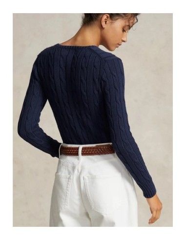 Pull femme Ralph Lauren bleu col V
