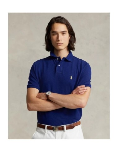 Polo homme Ralph Lauren bleu col V