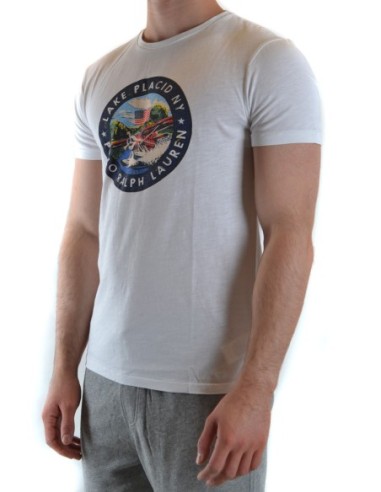 T-shirt homme Ralph Lauren blanc imprimé
