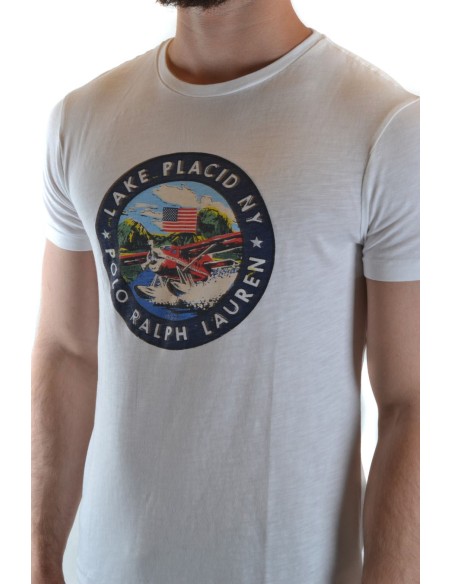 T-shirt homme Ralph Lauren blanc imprimé
