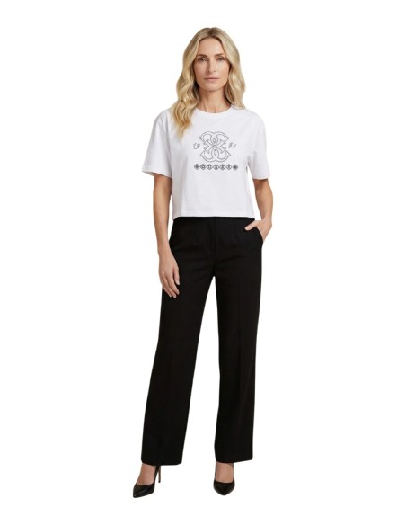 T-shirt femme Guess Active blanc imprimé fluid