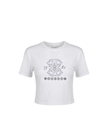 T-shirt femme Guess Active blanc imprimé fluid