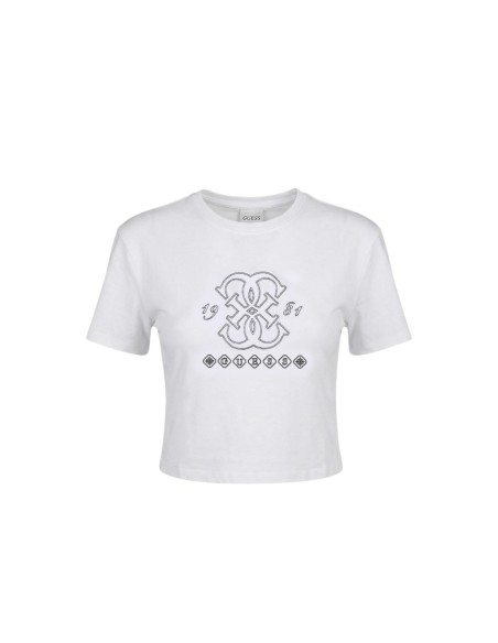 T-shirt femme Guess Active blanc imprimé fluid