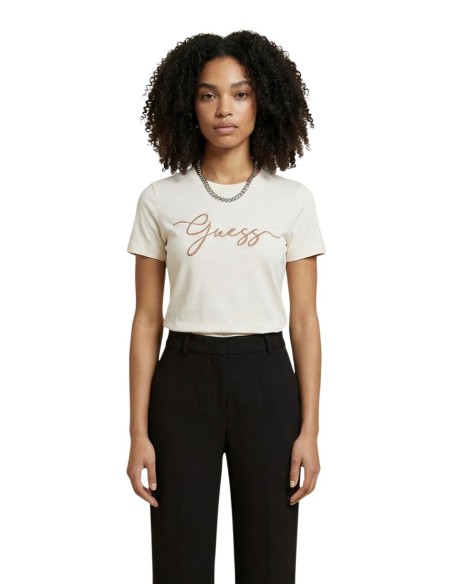 T‑shirt femme Guess Active beige imprimé
