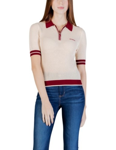 Polo femme Guess Active beige zippé