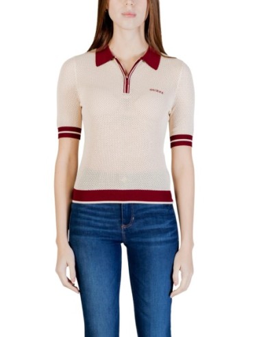 Polo femme Guess Active beige zippé
