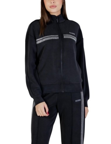 Sweat femme Guess Active noir zip highneck
