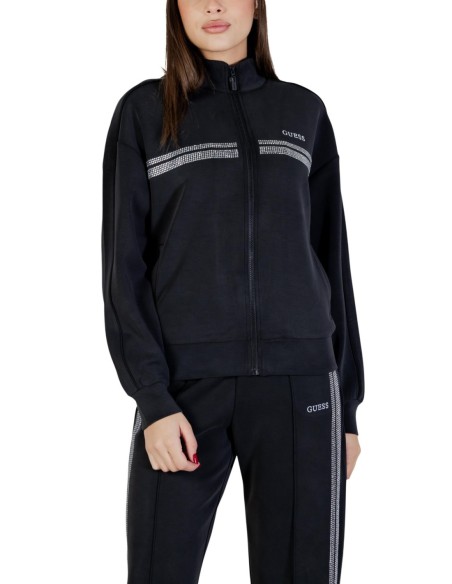 Sweat femme Guess Active noir zip highneck