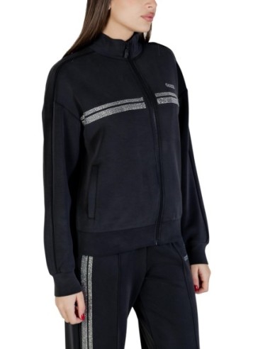 Sweat femme Guess Active noir zip highneck