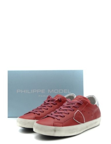 Baskets femme Philippe Model rouge cuir
