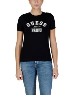 T-shirt femme Guess Active noir imprimé flex