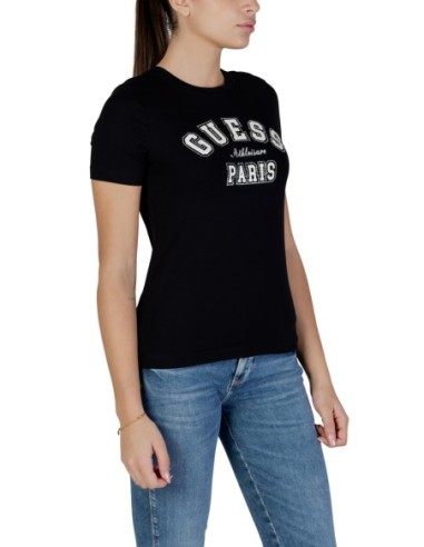 T-shirt femme Guess Active noir imprimé flex