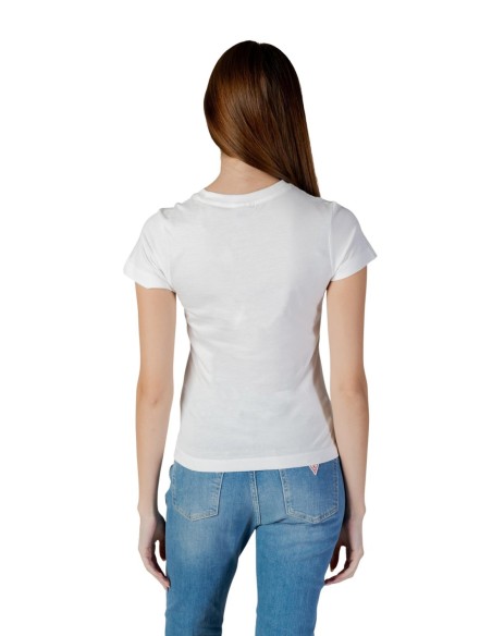 T-shirt femme Guess Active blanc imprimé strass bold